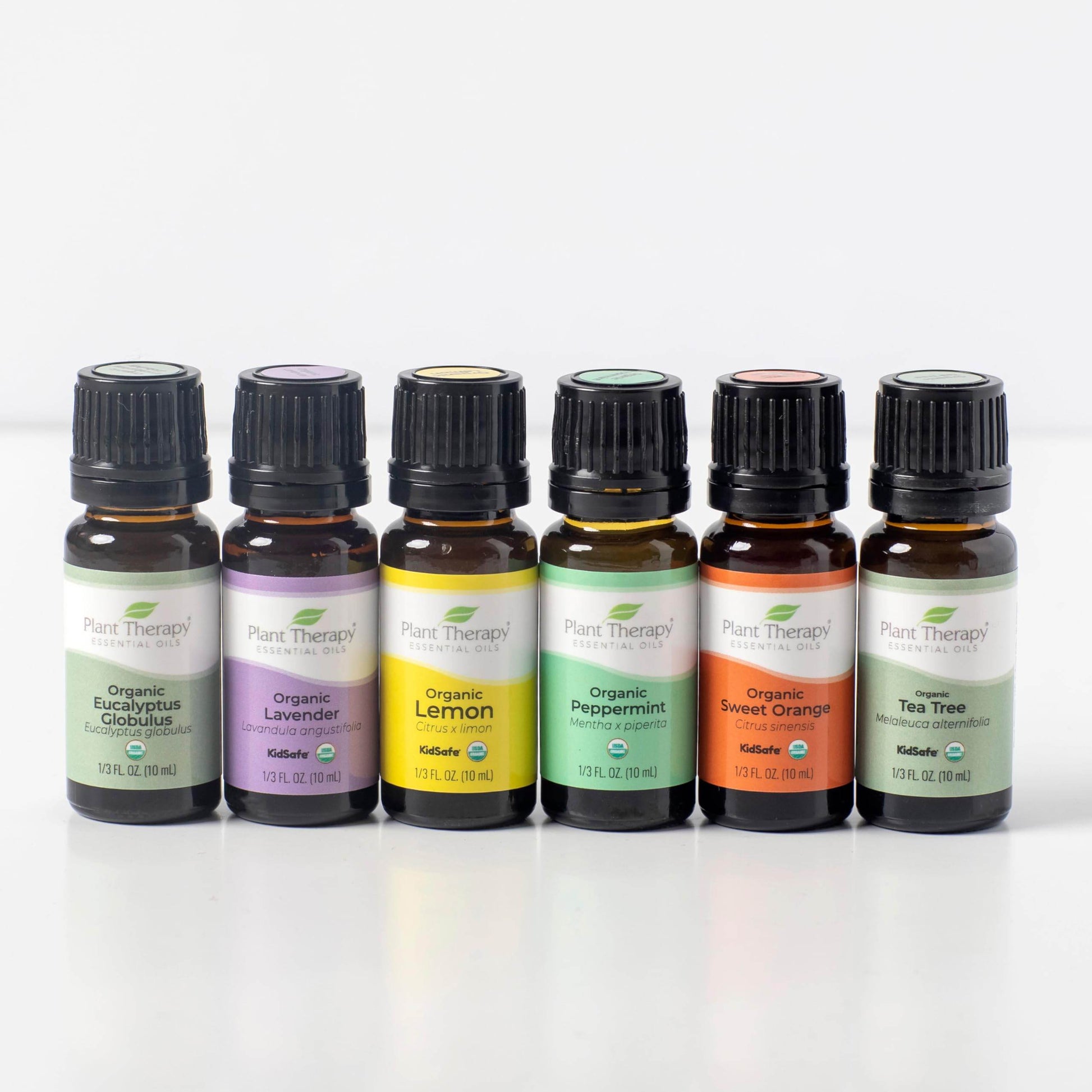 Plant Therapy Top 6 USDA Organic Essential Oil Set - Lavender, Peppermint, Eucalyptus, Lemon, Tea Tree 100% Pure, Natural Aromatherapy, for Diffusion & Topical Use, Therapeutic Grade 10 mL (1/3 oz) - zenfulharmony.com