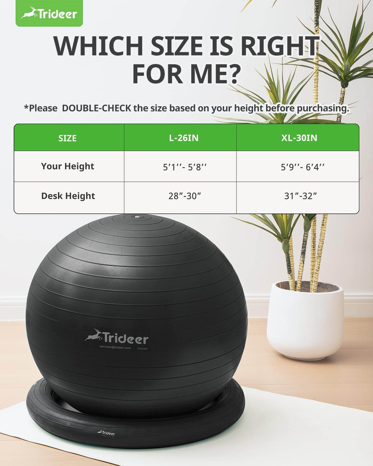 Trideer Ball Chair Yoga Ball Chair Exercise Ball Chair with Base for Home Office Desk, Stability Ball & Fitness Ball Seat to Relieve Back Pain, Home Gym Workout Ball for Abs, Pregnancy Ball with Pump - zenfulharmony.com