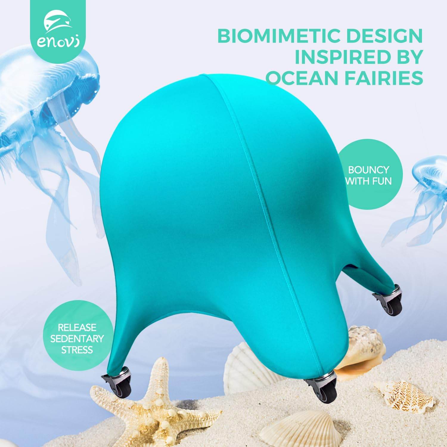 ENOVI Starfish Ball Chair, Yoga Ball Chair Exercise Ball Chair Ergonomic Design for Home Office Desk, Stability Ball & Balance Ball Seat to Relieve Back Pain, 24IN, CR - zenfulharmony.com