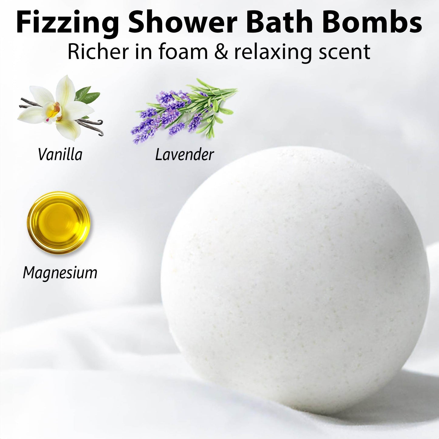 Magnesium Lavender Vanilla Fizzing Bath Bomb Luxury Bath Gift Set - Sensitive Skin Formula for A Spa Relaxation Bath - Moisturizing Shea Butter - Stress Relief Gift for Women Christmas Birthday - zenfulharmony.com