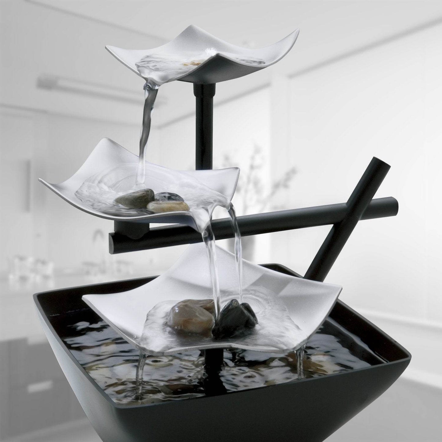 Homedics Tabletop Water Fountain, Home Décor Soothing Sound Machine - Automatic Pump, Deep Basin & Natural River Rocks. Indoor Zen Relaxation for Office, Living Room, or Bedroom, 8.25” Tall - zenfulharmony.com