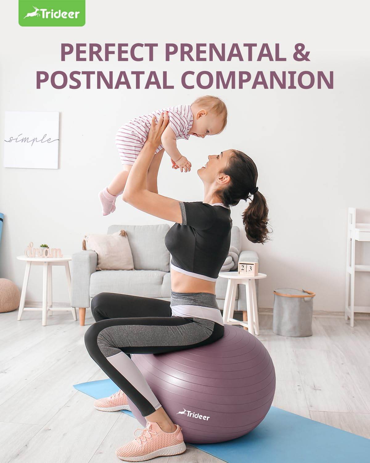 Trideer Yoga Ball - Exercise Ball for Workout pilates Stability - Anti-Burst and Slip Resistant for physical therapy, Birthing, Stretching & Core Workout, Office Ball Chair, Flexible Seating, Home Gym - zenfulharmony.com