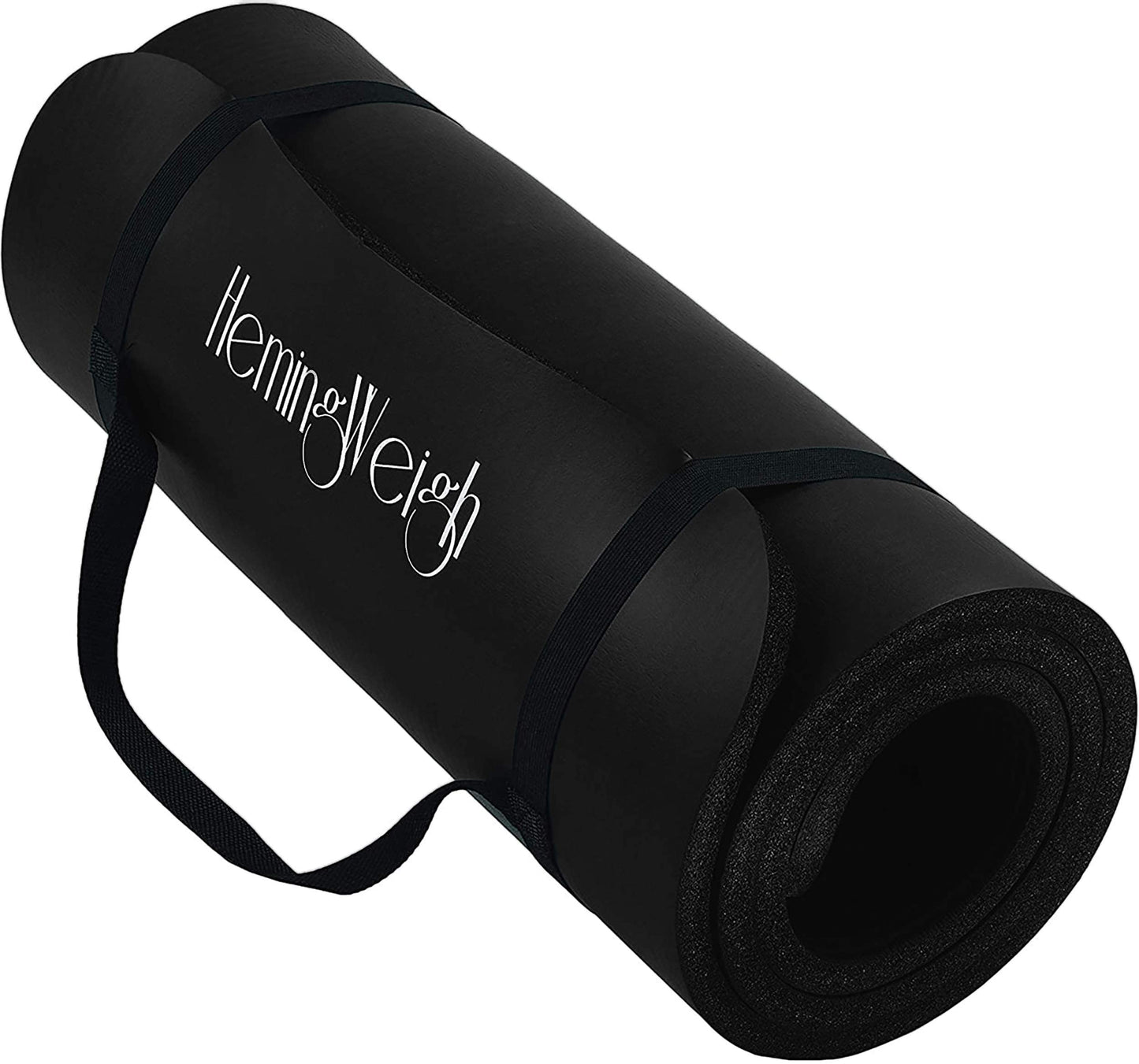 HemingWeigh 1 Inch Extra Thick Non Slip Yoga Mat - Exercise Mats for Home Workouts, Black (70"L x 23"W) - zenfulharmony.com