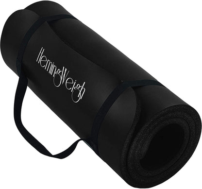 HemingWeigh 1 Inch Extra Thick Non Slip Yoga Mat - Exercise Mats for Home Workouts, Black (70"L x 23"W) - zenfulharmony.com