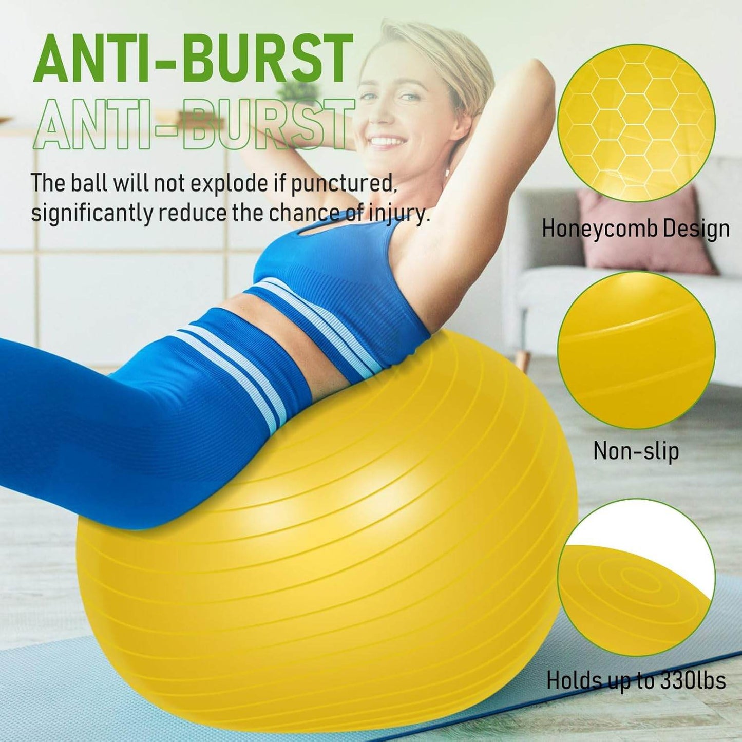 Leyndo 4 Pcs 26 Inch Yoga Exercise Ball Pilates Pregnancy Birthing Fitness Ball with Quick Pump Anti Burst for Improved Posture, Balance, Yoga, Pilates, Training - zenfulharmony.com