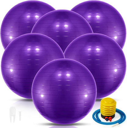 Jexine 6 Pcs Yoga Ball Exercise Ball PVC Stability Balance Yoga Ball Chair Quick Pump for Physical Workout Pregnancy Home Office Gym Equipment - zenfulharmony.com