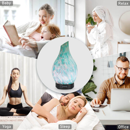 Essential Oil Diffuser 120ml Ultrasonic Aromatherapy Diffuser with Handmade Glass BPA Free, Auto Shut-Off 4 Timer Setting 7 Colors Changed LED for Home Yoga Office (Cobblestone) - zenfulharmony.com