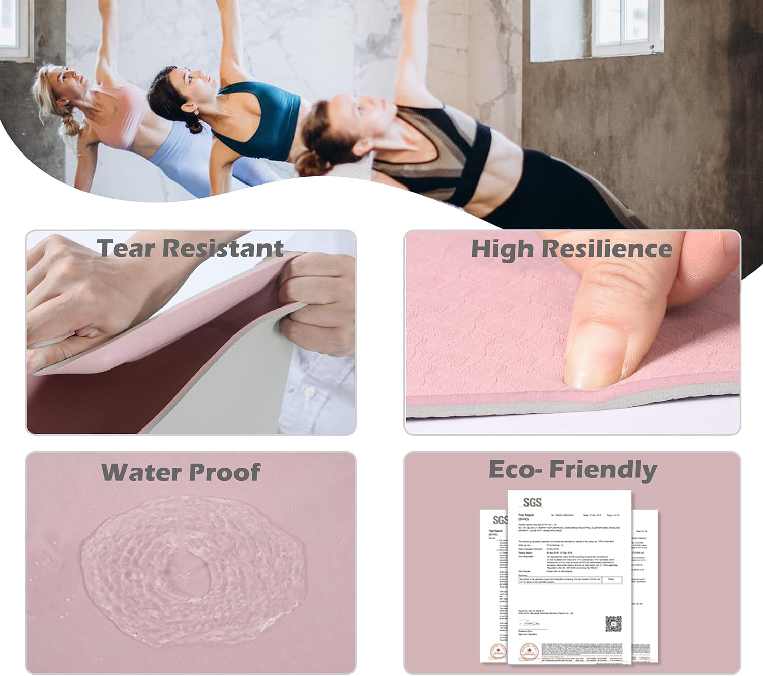 Yoga Mat Non Slip, Pilates Fitness Mats, Eco Friendly, Anti-Tear 1/4" Thick Yoga Mats for Women, Exercise Mats for Home Workout with Carrying Sling and Storage Bag - zenfulharmony.com