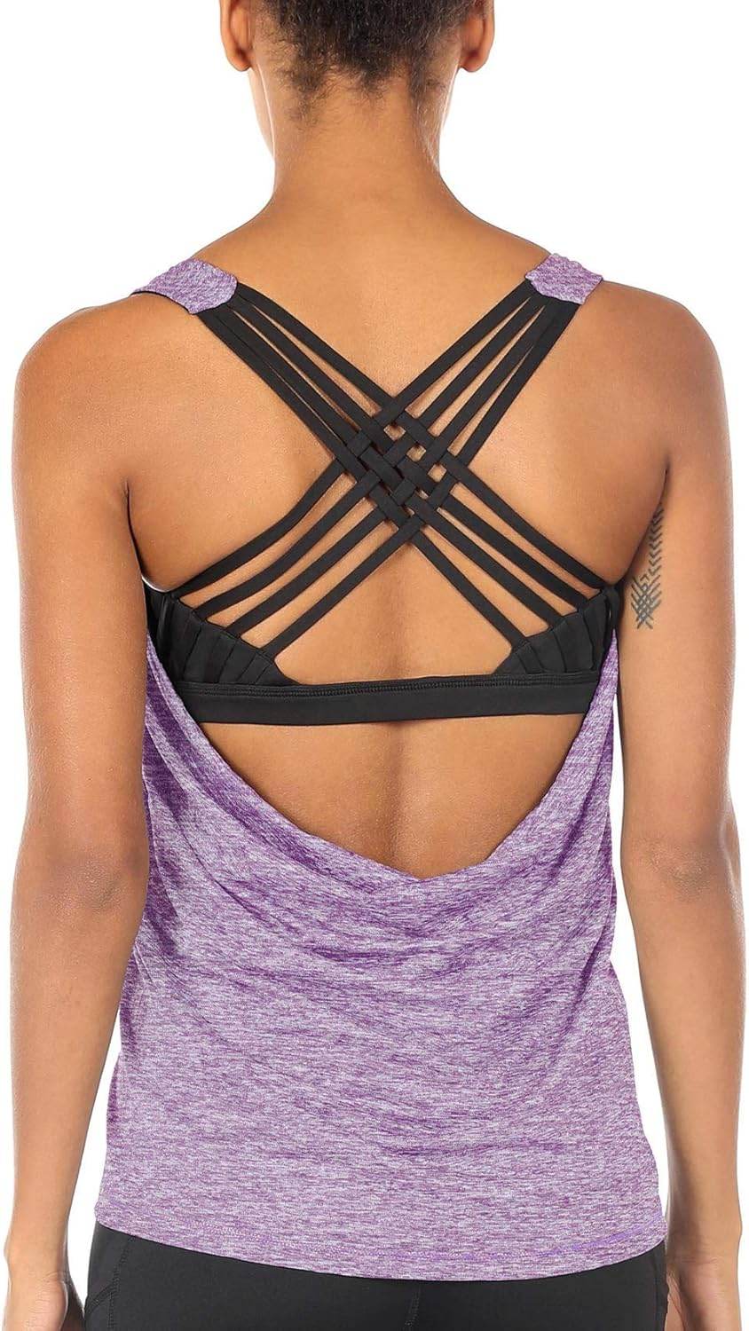 icyzone Women's Open Back Workout Athletic Yoga Tank Tops with Built in Bra - zenfulharmony.com