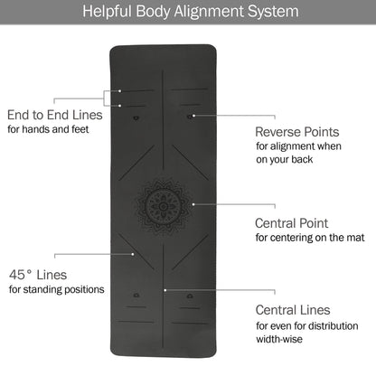 Yoga Mat with Alignment Marks - Lightweight Exercise Mat with Carry Strap for Home Workout or Travel by Wakeman Outdoors (Gray and Green) - zenfulharmony.com