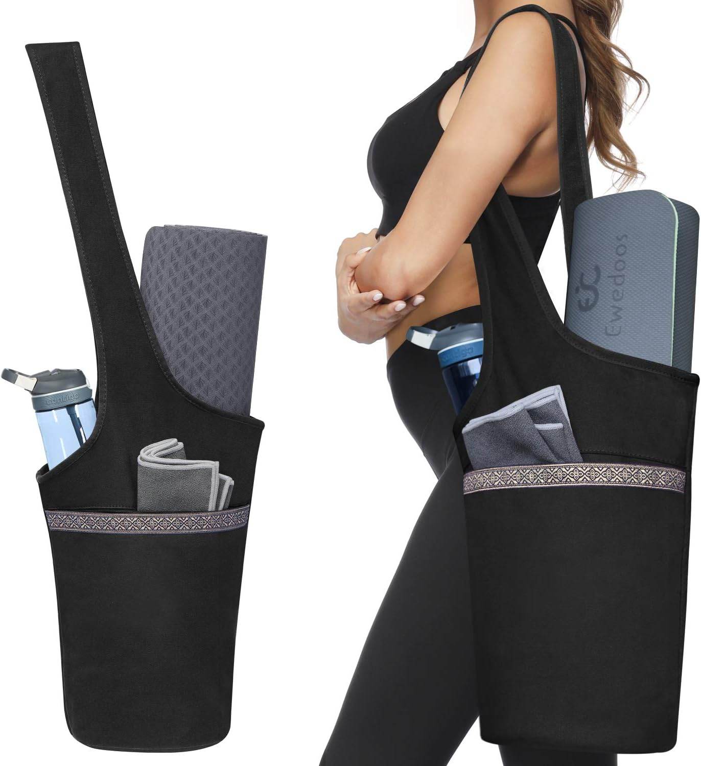 Ewedoos Yoga Mat Bag Yoga Bags with Large Size Pocket and Zipper Pocket, Fit Most Size Mats - zenfulharmony.com