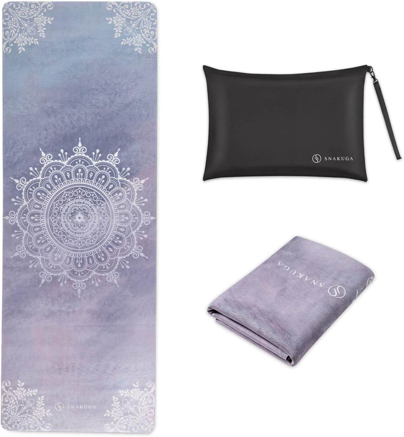 Travel Yoga Mat, Non Slip Exercise Suede Mat with Carry Bag, All-Purpose Fitness Mat with High Density Anti-Tear Surface for Women, Ideal for Pilates Workout (72'' x 26'' x 1.5mm Thick) - zenfulharmony.com