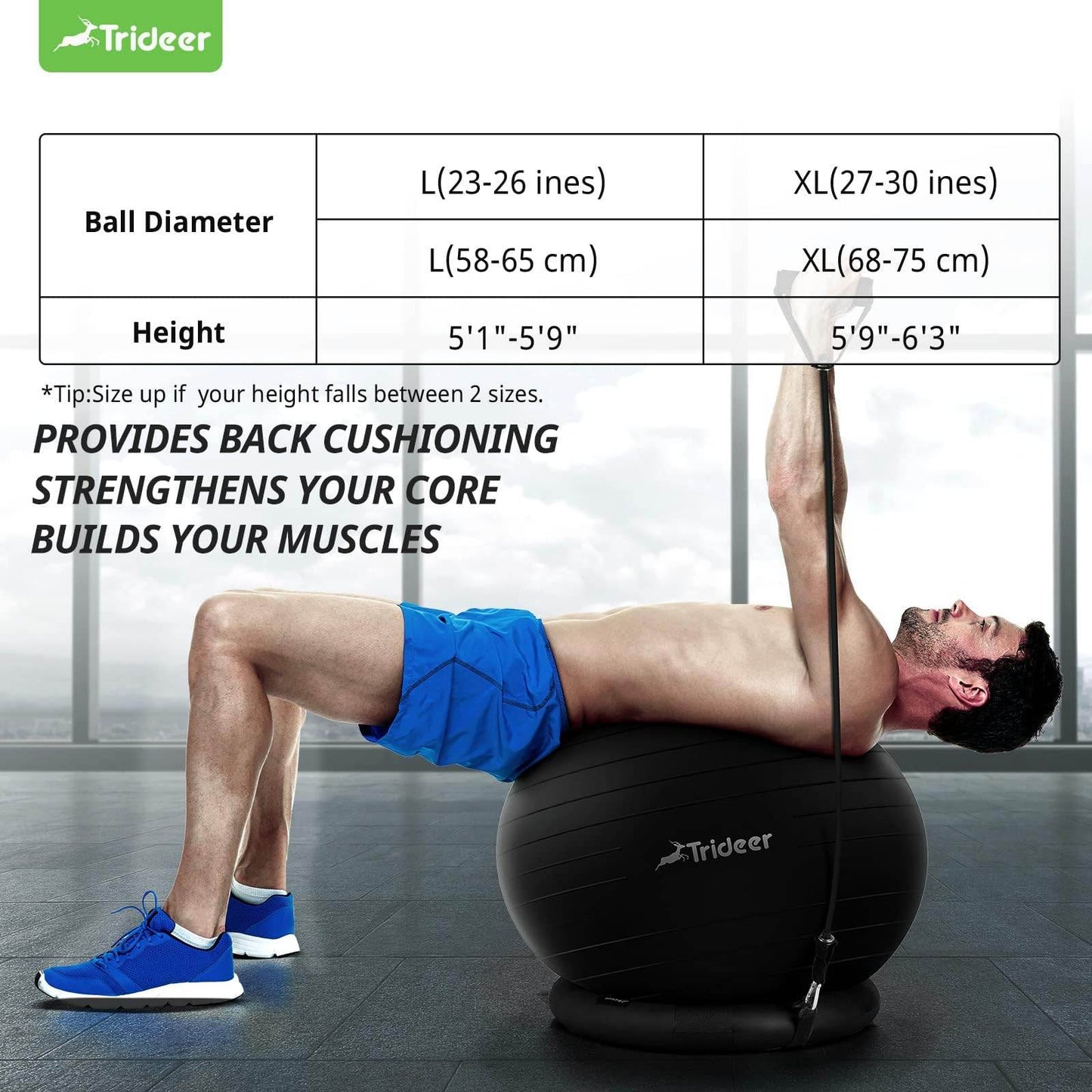 Trideer Ball Chair Yoga Ball Chair Exercise Ball Chair with Base & Bands for Home Gym Workout Ball for Abs, Stability Ball & Balance Ball Seat to Relieve Back Pain (XL(27-30ines/68-75cm), Black) - zenfulharmony.com
