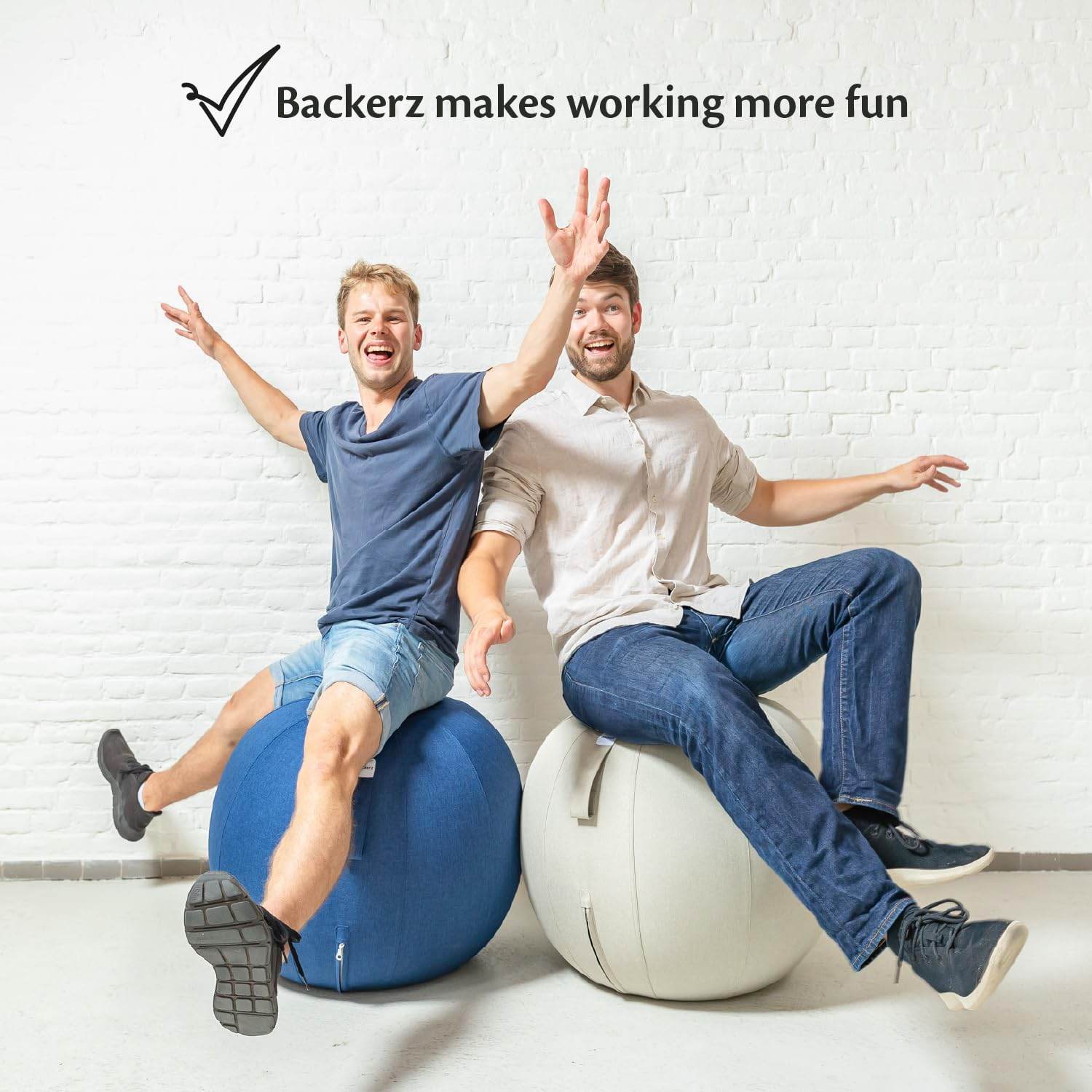 Backerz Balance Ball Chair for Office & Home - Ergonomic Exercise Ball for Posture & Back Pain Relief, Yoga Ball Chair - Sitting Ball with Washable Linen Cover - zenfulharmony.com