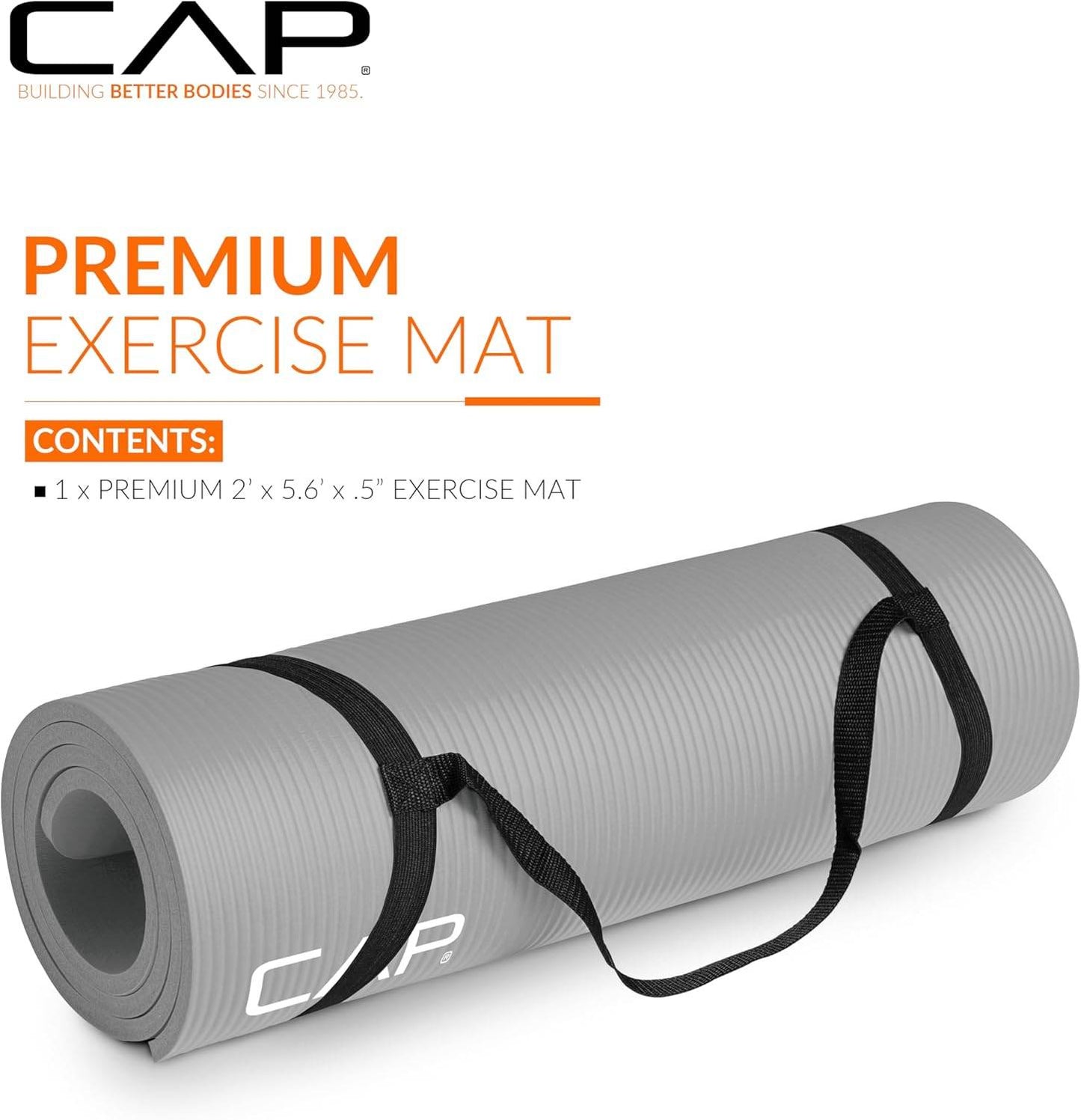 CAP Barbell 1/2-Inch High Density Exercise Yoga Mat with Strap | Multiple Options - zenfulharmony.com