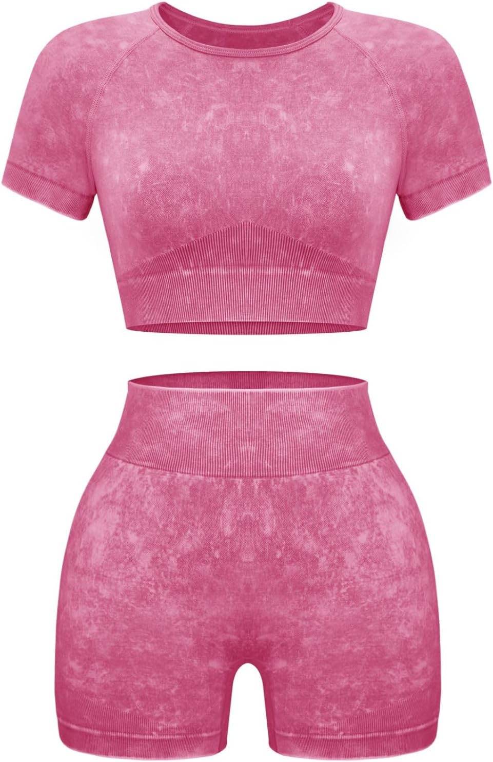 OLCHEE Womens Workout Sets 2 Piece - Seamless Acid Wash Yoga Outfits Shorts and Crop Top Matching Gym Athletic Clothing Set - zenfulharmony.com