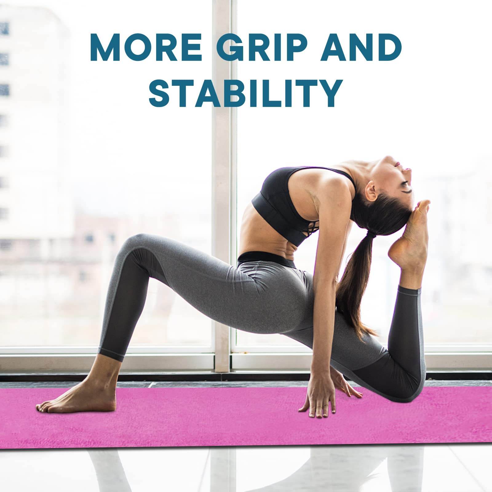 Yuilgdo Yoga Towels, Non Slip Hot Yoga Mat Towel with Grip Dots,Super-Absorbent Soft Microfiber Yoga Blanket for Pilates, Fitness and Workout 72inch x 24inch (Hot Pink) - zenfulharmony.com