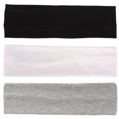 MapofBeauty 3 Pack Yoga Headbands Stretchy Cotton Head Band Hairwarp Sports Running Exercise Gym (Solid Color) - zenfulharmony.com