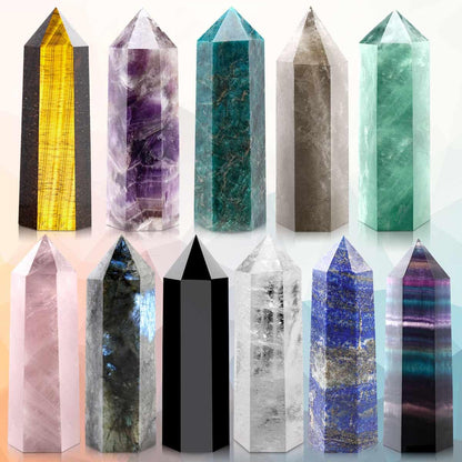 CASMON Large Healing Crystal Wands 3.9"-4.3"(10-11cm), Natural Rose Quartz Obelisk Crystal Tower Stone, 6 Faceted Single Healing Crystal Point for Reiki Chakra Meditation Therapy (1PC) - zenfulharmony.com