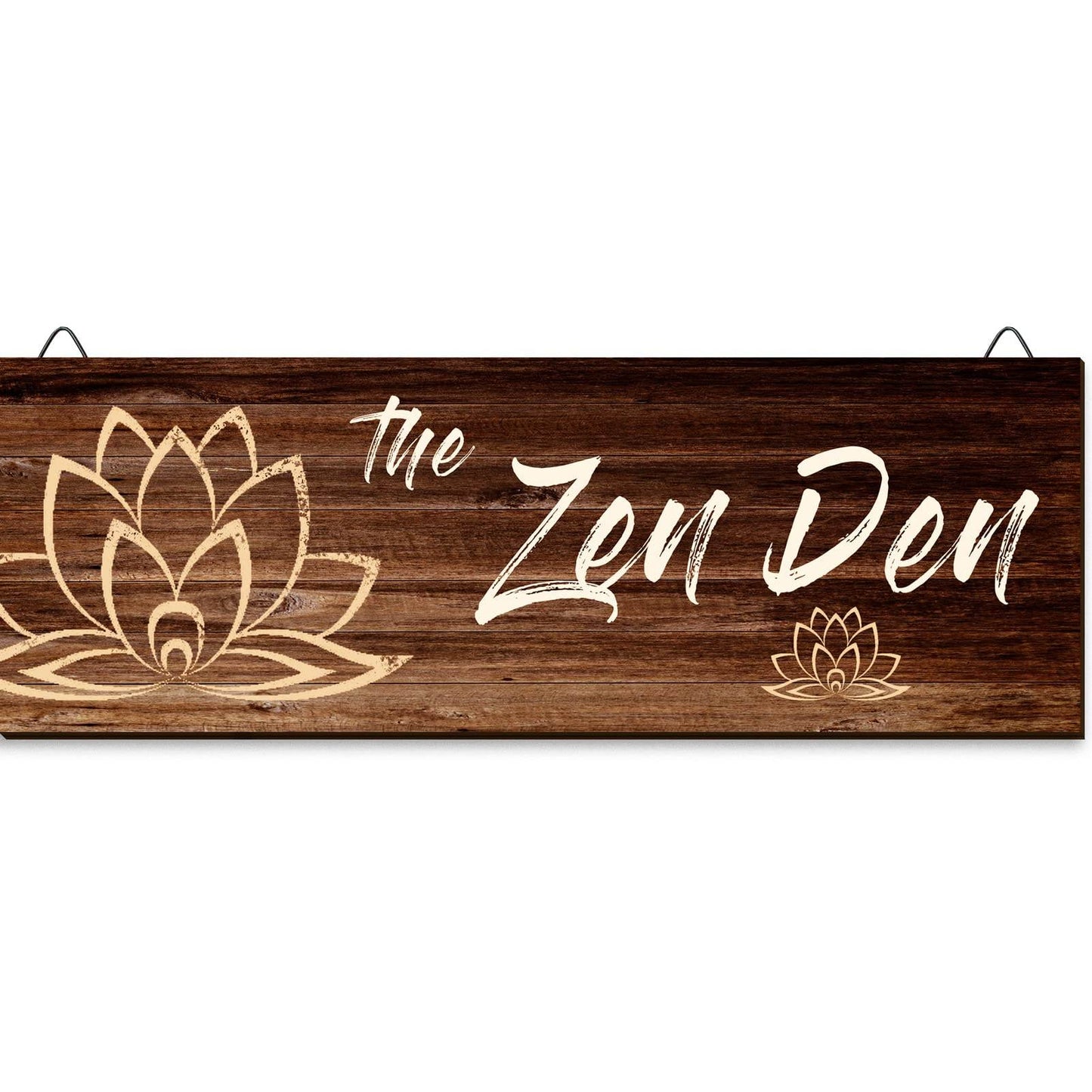The Zen Den Wooden Wall Sign, 13.7 x 4.7 Inches Hippie Room Decoration with Hooks, Hanging Meditation Accessories Decor for Chakra, Spiritual Room Accents - zenfulharmony.com