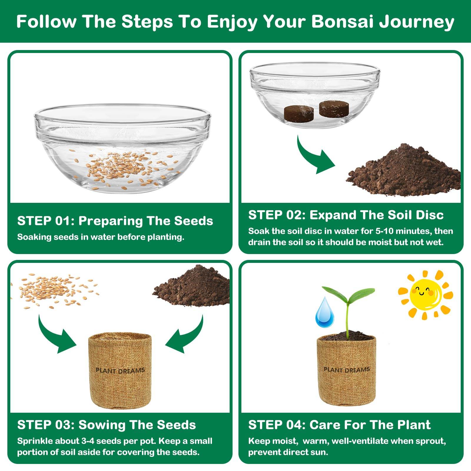 LUOJIBIE Bonsai Tree Kit, Complete Indoor Bonsai Starter Kit for Growing Bonsai Plants with Tools & Pots, Grow Bonsai Tree in Live Indoor, Plant Bonsai Kits, DIY Gardening Gifts for Men and Women - zenfulharmony.com