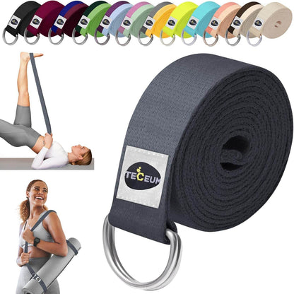 TECEUM Yoga Strap & Mat Strap – 2 IN 1 – Cotton – 6 ft 8 ft 10 ft (30+ colors) – Adjustable Non-Slip Belt for Yoga, Pilates, Stretching, Physiotherapy, Fitness & Home Workout – For Carrying Mats - zenfulharmony.com