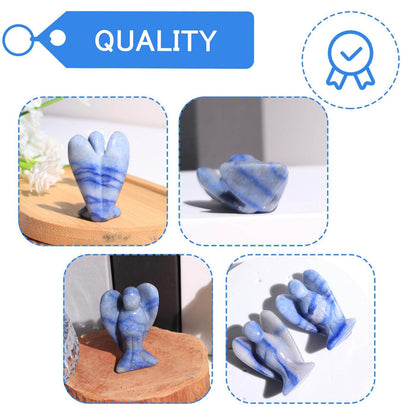 QINJIEJIE Blue Aventurine Crystals Angel Decor Peace Angel Statue Stone Guardian Angel Healing Hand Carved Natural Gemstones Pocket Figurines Room Home Office Decorations Gifts for Women - zenfulharmony.com