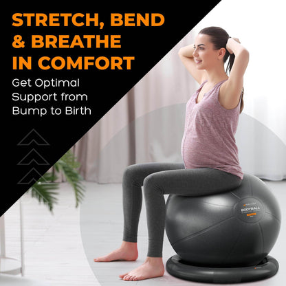 Yoga Ball Chair Exercise Ball Chair for Office with Base, Yoga Ball for Pregnancy Ball Stability Ball & Birth Ball for Labor, Swiss Ball Gym Ball for Exercising, Workout Ball Fitness Ball for Desk - zenfulharmony.com