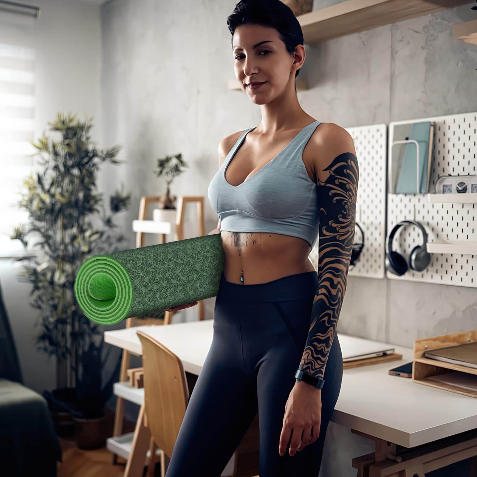 Yoga Mat 1/3 inch QMKGEC Exercise Mats 8mm TPE Non-Slip Extra Thick High-Density Eco Friendly for Yoga Workout Pilates Yoga Mats for Women Men - zenfulharmony.com
