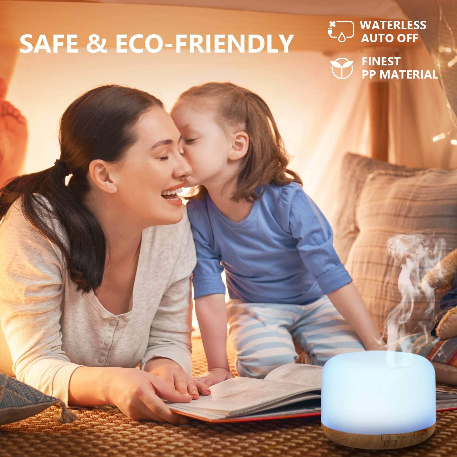 Oil Diffuser, 500ml Essential Oil Diffusers, Aromatherapy Diffuser with 2 Mist Mode 4 Timers＆7 Ambient Light Waterless Auto Off, Diffusers Large Room Home Office - zenfulharmony.com