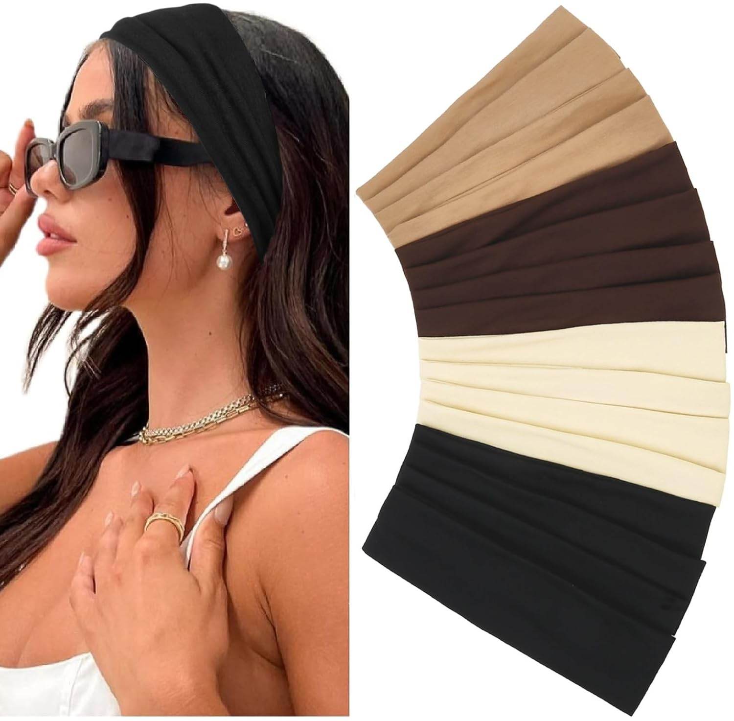 Headbands for Women 16 Pack Elastic Hair Bands for Women' Hair Non Slip Soft Cloth Fabric Headbands Women Hair Accessories, Black White Gray Women‘s Headband - zenfulharmony.com