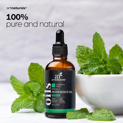 artnaturals Peppermint Essential Oil (4.0 Fl Oz / 118ml) - 100% Pure Undiluted Premium Therapeutic Grade Mentha Peperita - Fresh Mint for Hair Growth and Skin - Aromatherapy Oil for Diffuser - zenfulharmony.com