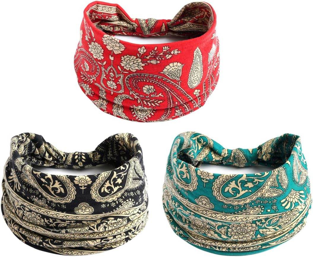 K-Elewon 3 Pack Women Wide Elastic Head Wrap Headband Sports yoga Hair Band - zenfulharmony.com