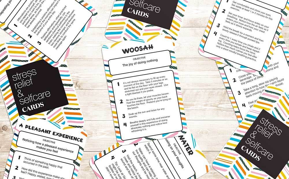 Allura & Arcia 52 Stress Less & Self Care Cards - Mindfulness & Meditation Exercises - Anxiety Relief & Relaxation - zenfulharmony.com