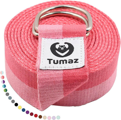 Tumaz Yoga Strap/Stretch Bands [15+ Colors, 6/8/10 Feet Options] with Extra Safe Adjustable D-Ring Buckle, Durable and Comfy Delicate Texture - Best for Daily Stretching, Physical Therapy, Fitness - zenfulharmony.com