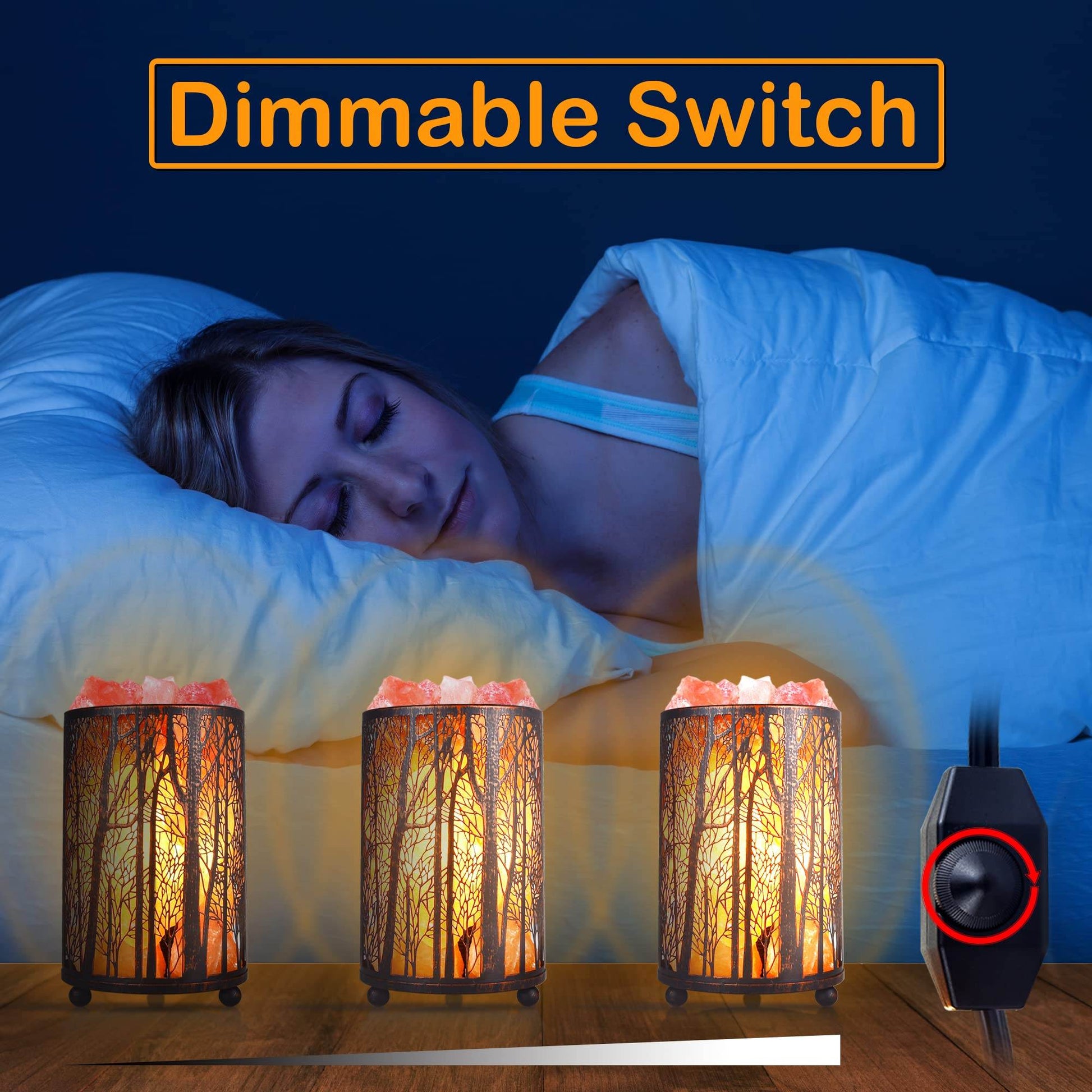 Himalayan Pink Salt Lamp, Natural Salt Rock Lamp with Retro Forest Basket and Dimmer Switch, Romantic Night Light Plug in, Decor Desk Lamp - zenfulharmony.com