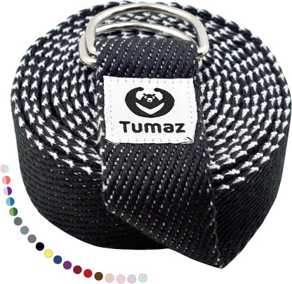 Tumaz Yoga Strap/Stretch Bands [15+ Colors, 6/8/10 Feet Options] with Extra Safe Adjustable D-Ring Buckle, Durable and Comfy Delicate Texture - Best for Daily Stretching, Physical Therapy, Fitness - zenfulharmony.com