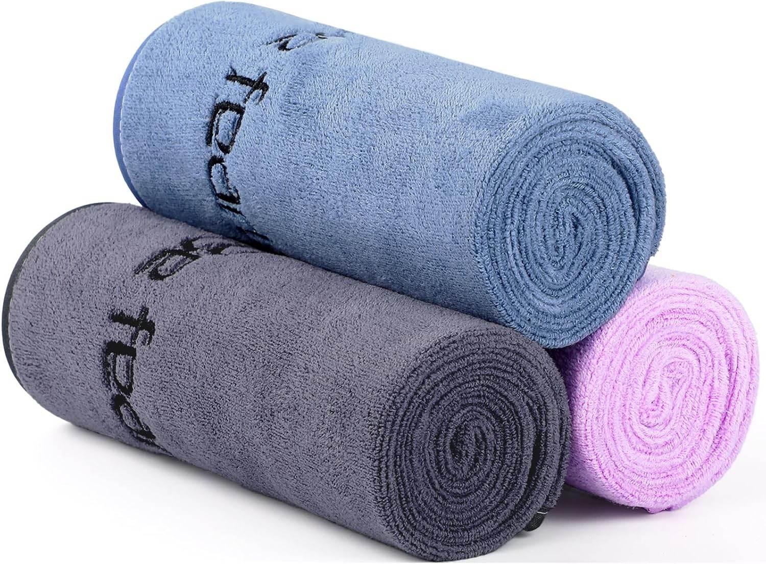 Microfiber Gym Towels Bigger Size Super Soft for Exercise Fitness, Sports, Workout, 380-GSM 15-Inch x 31-Inch Quick-Drying Towels (3 Pack, Grey+Blue+Purple) - zenfulharmony.com