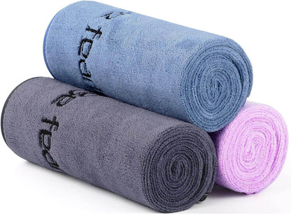 Microfiber Gym Towels Bigger Size Super Soft for Exercise Fitness, Sports, Workout, 380-GSM 15-Inch x 31-Inch Quick-Drying Towels (3 Pack, Grey+Blue+Purple) - zenfulharmony.com
