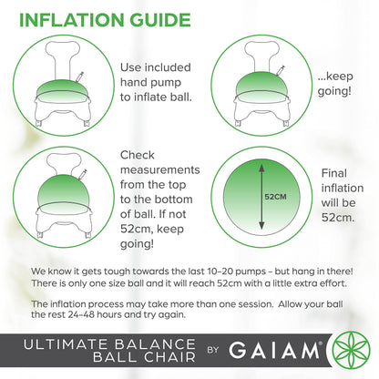 Gaiam Ultimate Balance Ball Chair - Premium Exercise Stability Yoga Ball Ergonomic Chair for Home and Office Desk with Reinforced Base, Air Pump, Exercise Guide, Black - zenfulharmony.com