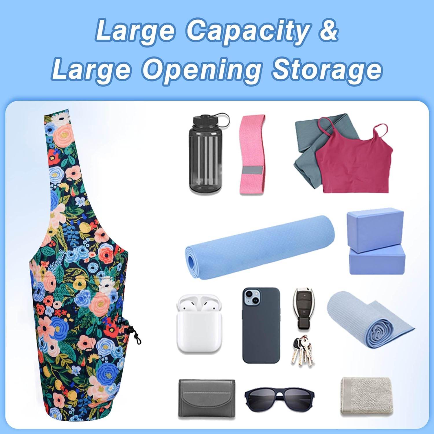 Yoga Mat Bag - Large Opening Long Tote Yoga Mat Carrier Holder Bag with Waterproof Wet Zipper Pocket and Drawstring Water Bottle Pocket - Yoga Bag Fit Most Size Mats - zenfulharmony.com