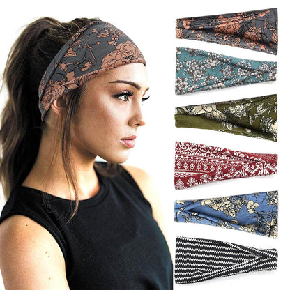 Boho Headbands For Women Fashion Wide Headband Yoga Workout Head Bands Hair Accessories Band 6 Pack - zenfulharmony.com