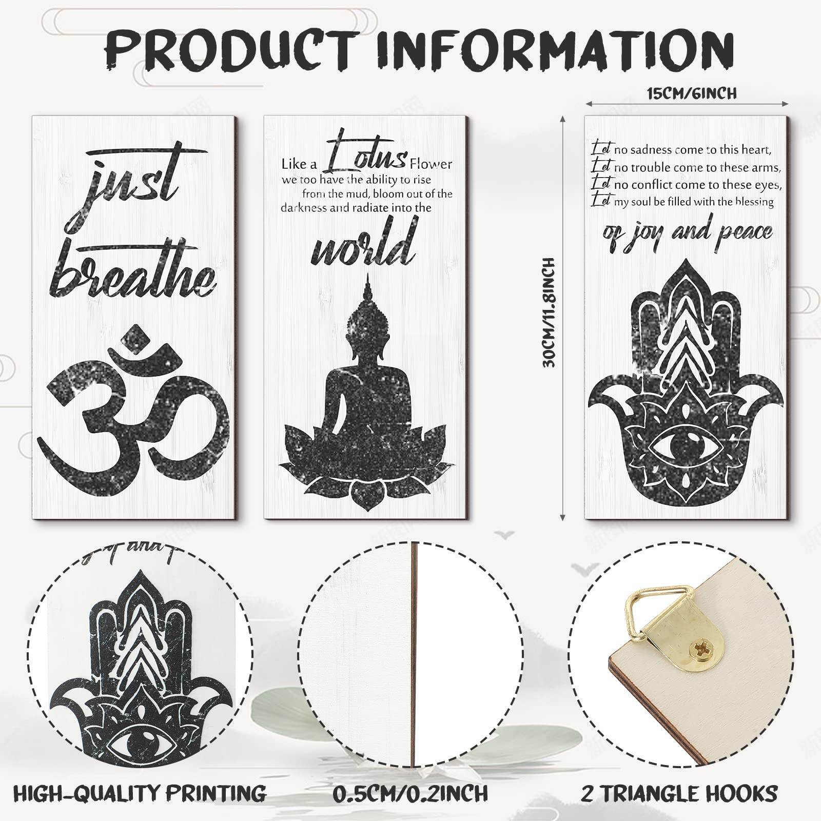 3 Pieces Buddha Quotes Wall Decors meditation room Inspirational Wall Arts Zen Meditation Decors Wooden Hanging Room Decors Meditation Home Decors Buddha Wall Arts for Living Room Yoga Decors - zenfulharmony.com