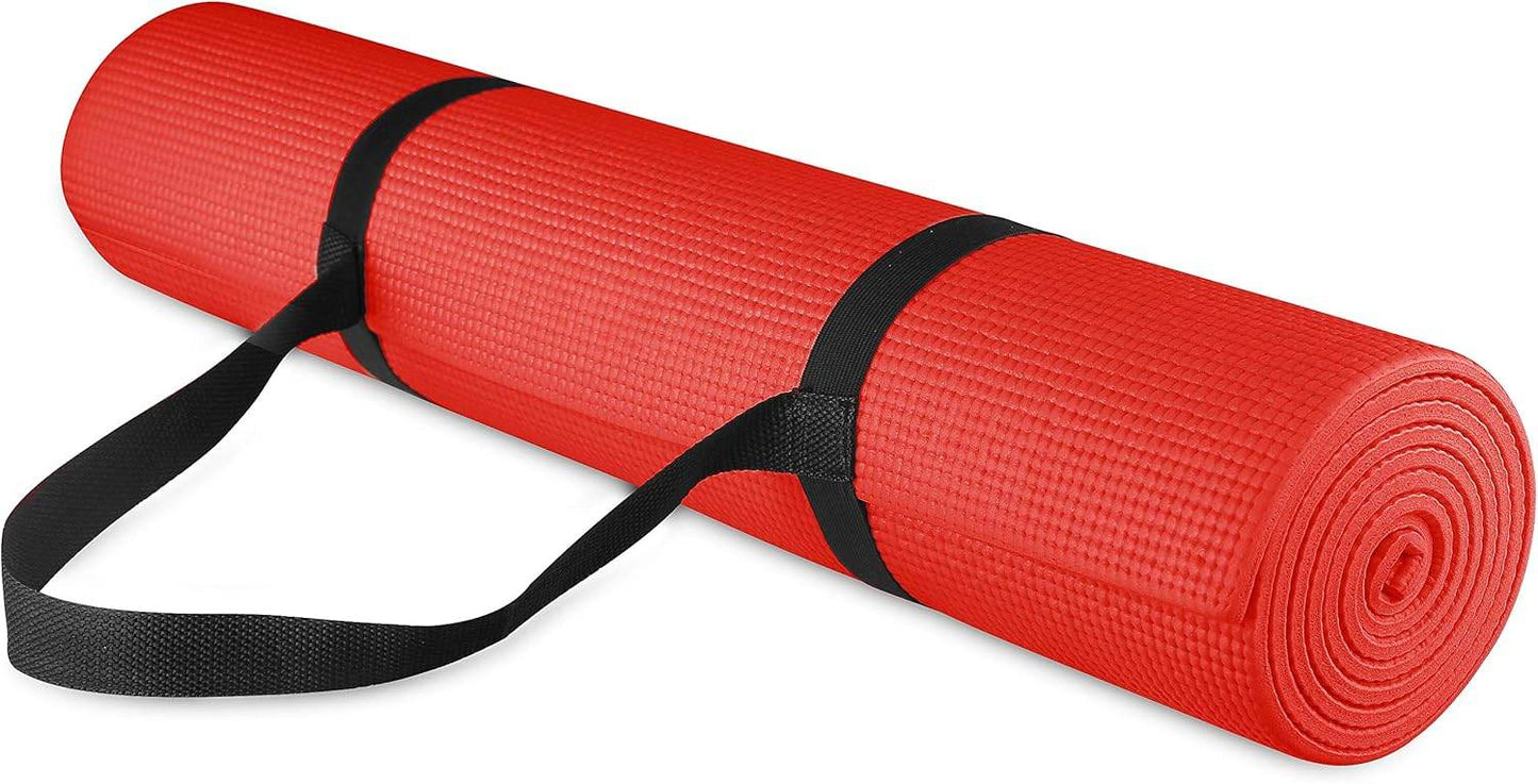 All Purpose 1/4-Inch High Density Anti-Tear Exercise Yoga Mat with Carrying Strap, Multiple Colors - zenfulharmony.com