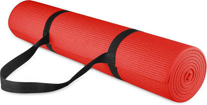All Purpose 1/4-Inch High Density Anti-Tear Exercise Yoga Mat with Carrying Strap, Multiple Colors - zenfulharmony.com