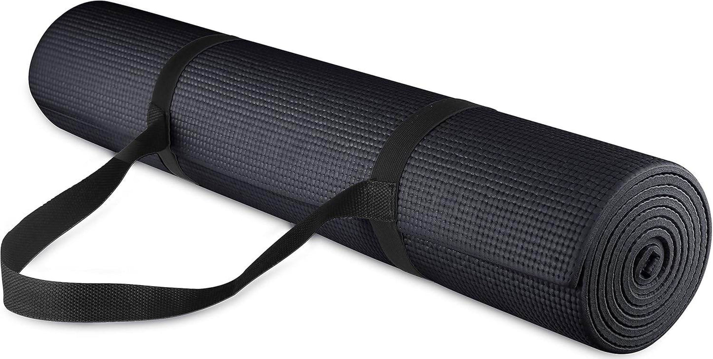 All Purpose 1/4-Inch High Density Anti-Tear Exercise Yoga Mat with Carrying Strap, Multiple Colors - zenfulharmony.com