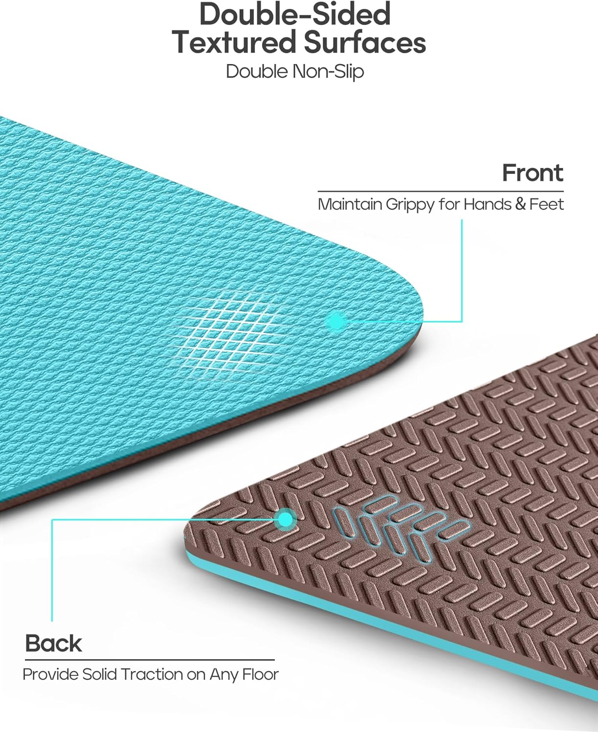 Heathyoga Eco Friendly Non Slip Yoga Mat, Body Alignment System, SGS Certified TPE Material - Textured Non Slip Surface and Optimal Cushioning,72"x 26" Thickness 1/4" - zenfulharmony.com
