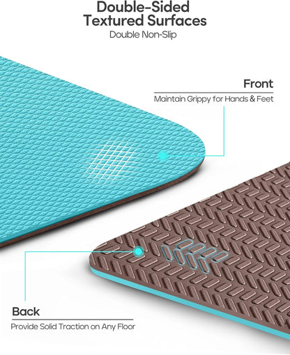 Heathyoga Eco Friendly Non Slip Yoga Mat, Body Alignment System, SGS Certified TPE Material - Textured Non Slip Surface and Optimal Cushioning,72"x 26" Thickness 1/4" - zenfulharmony.com