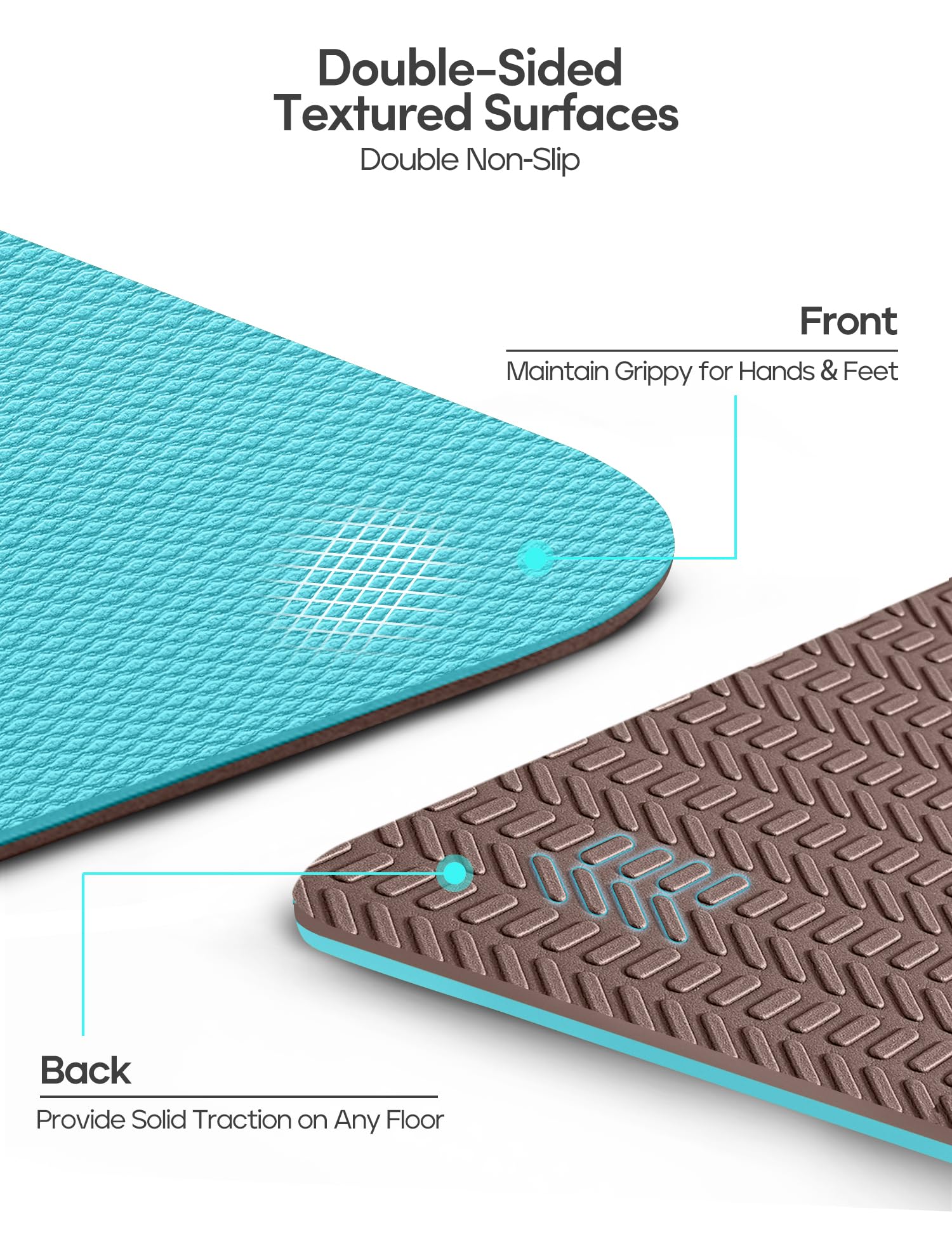 Heathyoga Eco Friendly Non Slip Yoga Mat, Body Alignment System, SGS Certified TPE Material - Textured Non Slip Surface and Optimal Cushioning,72"x 26" Thickness 1/4" - zenfulharmony.com