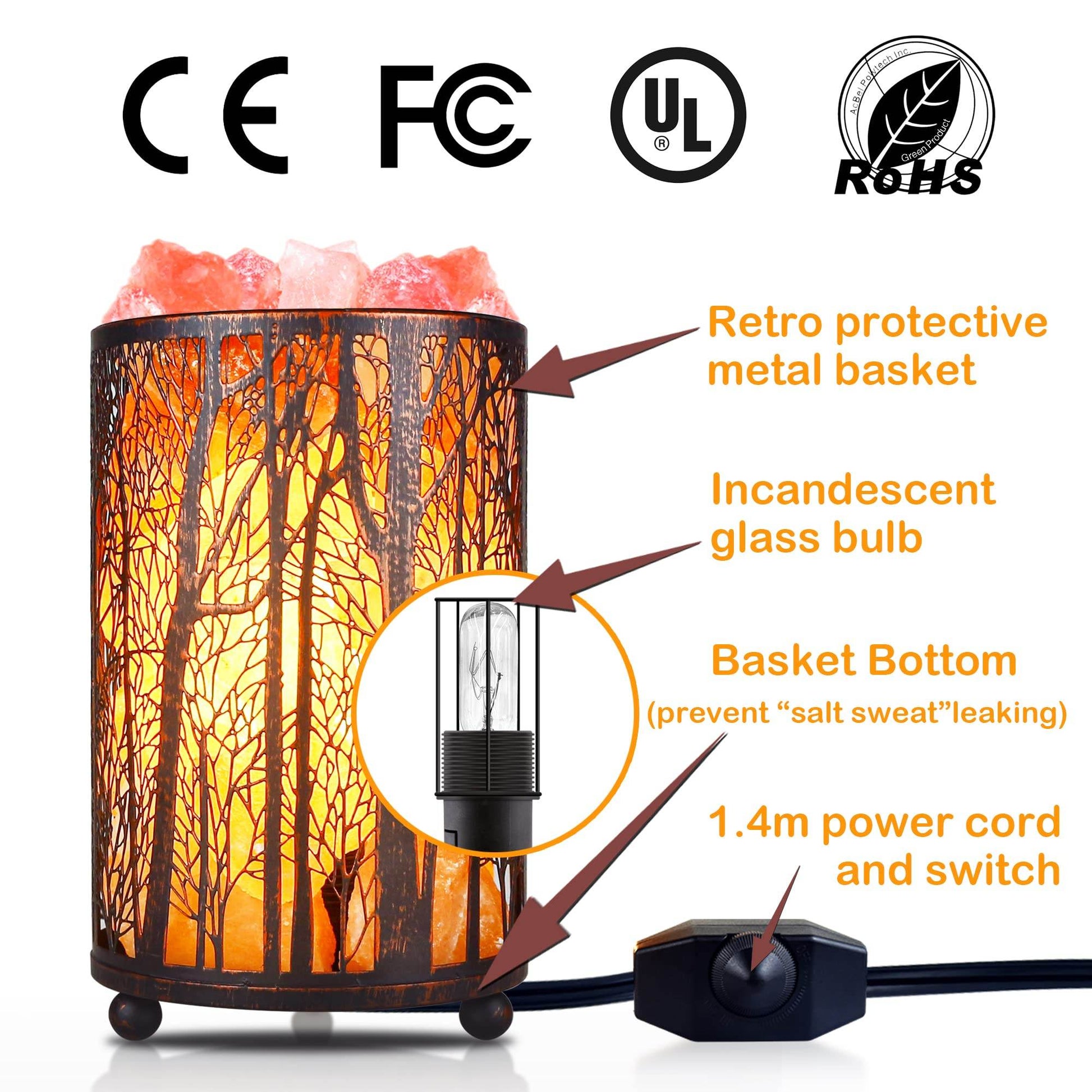 Himalayan Pink Salt Lamp, Natural Salt Rock Lamp with Retro Forest Basket and Dimmer Switch, Romantic Night Light Plug in, Decor Desk Lamp - zenfulharmony.com